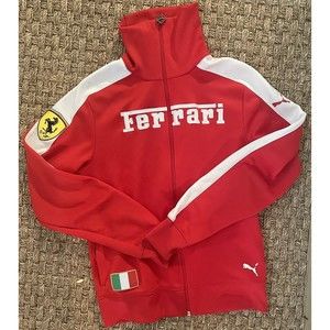 Puma Ferrari Scuderia Red Full Zip Horse Logo Racing Track Jacket Small